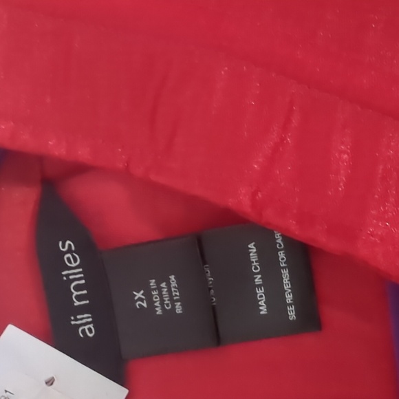 ALI MILES Shimmer Woven Round Collar 3/4 Sleeve Button-Front Jacket (2X) - Picture 7 of 8